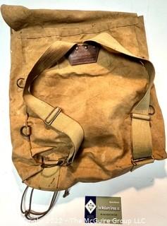 Vintage Canvas Boy Scout Haversack Backpack with BSA Emblem Stamped on Flap Closure. 