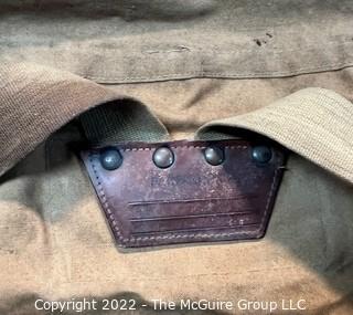 Vintage Canvas Boy Scout Haversack Backpack with BSA Emblem Stamped on Flap Closure. 