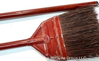 Two (2) Vintage Fuller Brush Company Red Metal Brooms