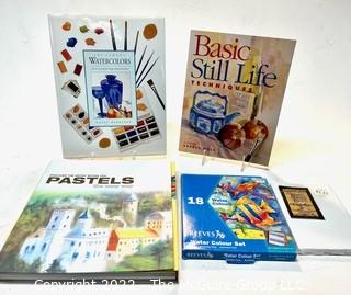 Art Books and Pastels Pencil Set and Watercolor Set.