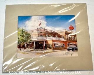 8 x 10" Matted Streetscape Watercolor signed by artist Swift lower right