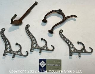 Five (5) Victorian Metal Wall Hooks.