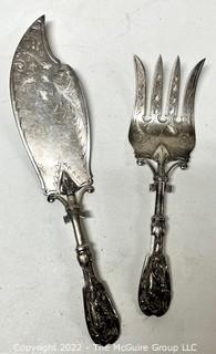 Pair of Antique Sterling Silver Serving Utensils, Pie Server and Serving Fork.  274 grams 