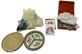 Handkerchiefs, Aprons, Child's Divided Dish and Stationary 