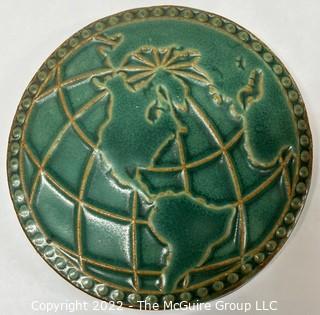 Green Green Globe Art Tile Trivet Made by Pewabic Detroit