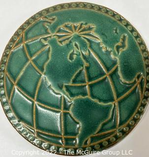 Green Green Globe Art Tile Trivet Made by Pewabic Detroit