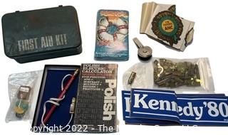 Group of Political Items with First Aid Kit etc. 