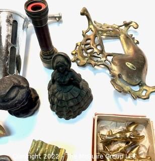 Vintage Soap Dispensers, Hand Bell, Ink Well Holder, Garden Tool Etc