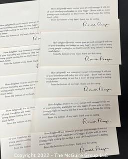 Collection of White House Internal Memorandum Paper and ~ 10 Ronald Reagan Printed Cards to Supporters Following his Assassination Attempt 