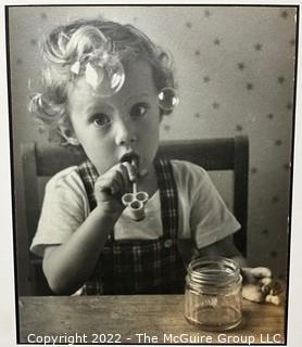 9 1/2 x 11 1/2" (Image Size) Matted B&W Photo titled "I Am Always Blowing Bubbles". Pencil Signed Lower Right Sara Langston. Note on Back says: From the Estate of Former Secretary of State William P. Rogers and Mrs. Adele Langston Rogers.  