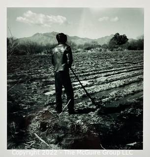 6 1/2 x 6 1/2" (Image Size) Matted B&W Glossy Photo of Man in Field