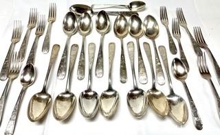 Sterling Silver Flatware by Kirk & Son in the Mayflower Pattern (1846-1861) 2060 grams