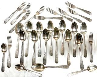 Sterling Silver Flatware by Kirk & Son in the Mayflower Pattern (1846-1861) 2060 grams