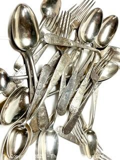 Sterling Silver Flatware by Kirk & Son in the Mayflower Pattern (1846-1861) 2060 grams