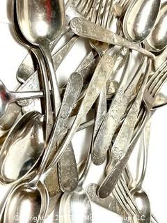 Sterling Silver Flatware by Kirk & Son in the Mayflower Pattern (1846-1861) 2060 grams