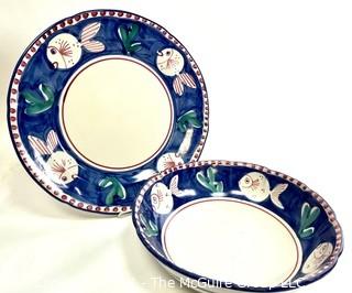 Hand Painted Vietri Ceramic Hand Painted Serving Bowl and Platter