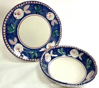 Hand Painted Vietri Ceramic Hand Painted Serving Bowl and Platter