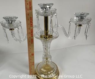 Three Light Crystal Candelabra With Prisms