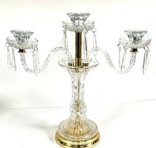 Three Light Crystal Candelabra With Prisms