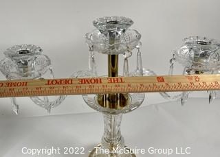 Three Light Crystal Candelabra With Prisms