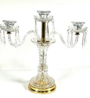 Three Light Crystal Candelabra With Prisms