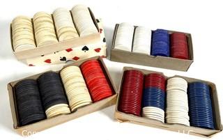 Four (4) Boxes of Poker Chips Wood and Plastic