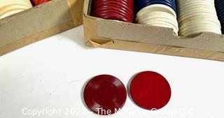 Four (4) Boxes of Poker Chips Wood and Plastic