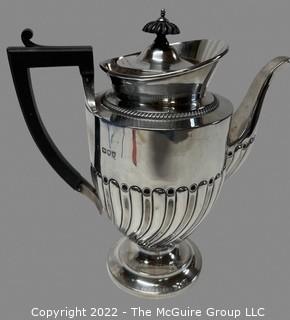 Antique Fluted Sterling Silver Coffee Pot.  265 grams total weight