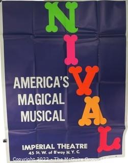 41 x 85" 1961 Two Piece Theatre Lithograph Broadside Promoting "Carnival" at New York's Imperial Theatre. Ephemera