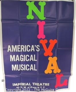 41 x 85" 1961 Two Piece Theatre Lithograph Broadside Promoting "Carnival" at New York's Imperial Theatre. Ephemera