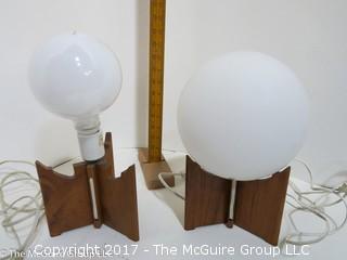 Pair of Swedish table lamps (note: 1 shade missing)