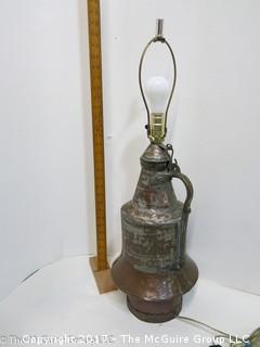 Pair of large handmade copper/tin table lamps