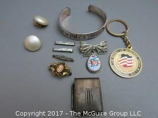 Collection of costume jewelry and sterling belt buckle 