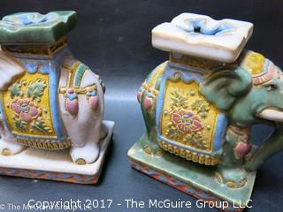 Pair of Ceramic elephant bookends 