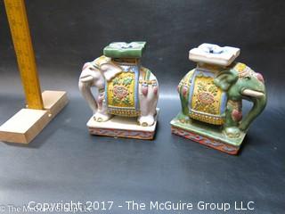 Pair of Ceramic elephant bookends 