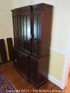 Mahogany stepped back china cabinet; 49 1/2" W x 71" T; glass front depth is 10 1/2"; base is 14".  1 piece