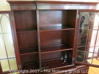 Mahogany stepped back china cabinet; 49 1/2" W x 71" T; glass front depth is 10 1/2"; base is 14".  1 piece