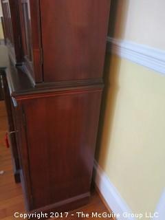 Mahogany stepped back china cabinet; 49 1/2" W x 71" T; glass front depth is 10 1/2"; base is 14".  1 piece