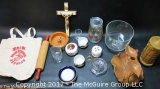 Collection including Crucifix and rolling pin 