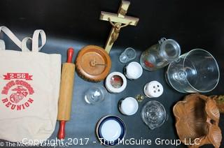 Collection including Crucifix and rolling pin 