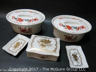 Collection including French porcelain baking dishes 