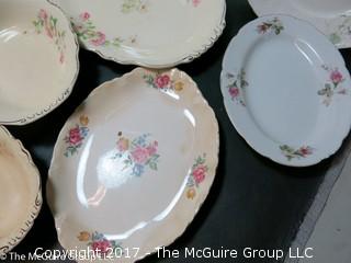 Assortment of collector plates bowls and a candy thermometer 