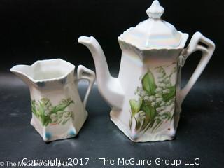 German hand painted coffee/tea pot and creamer 