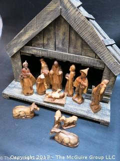 Wood carved creche