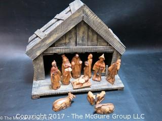 Wood carved creche