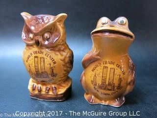 Assortment of salt and pepper sets; including the World Trade Center