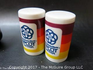 Assorted salt and pepper sets including Epcot Center 