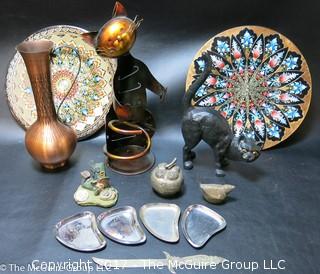 Collection including decorative ceramic plates and cats 