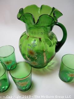 Hand painted vintage glassware set