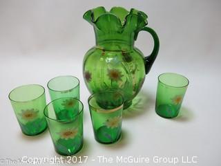 Hand painted vintage glassware set